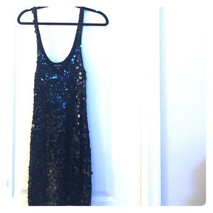 Bebe Short Black Sequin Tank Dress